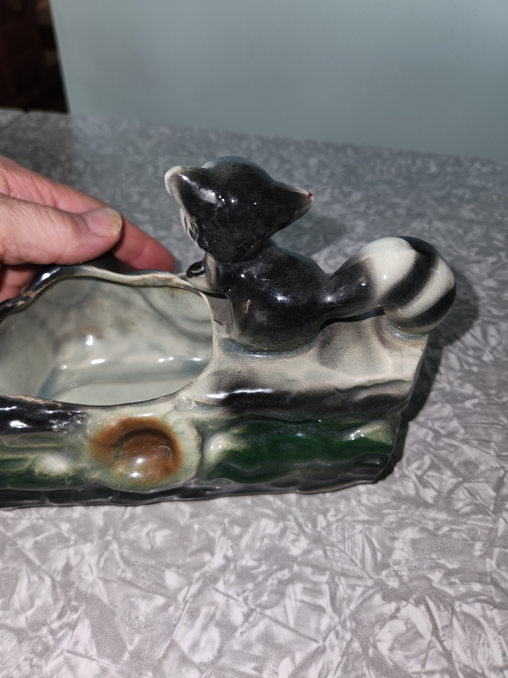 Black and White Raccoon Ceramic Planter - Decorative Home Accent - Picture 12 of 12